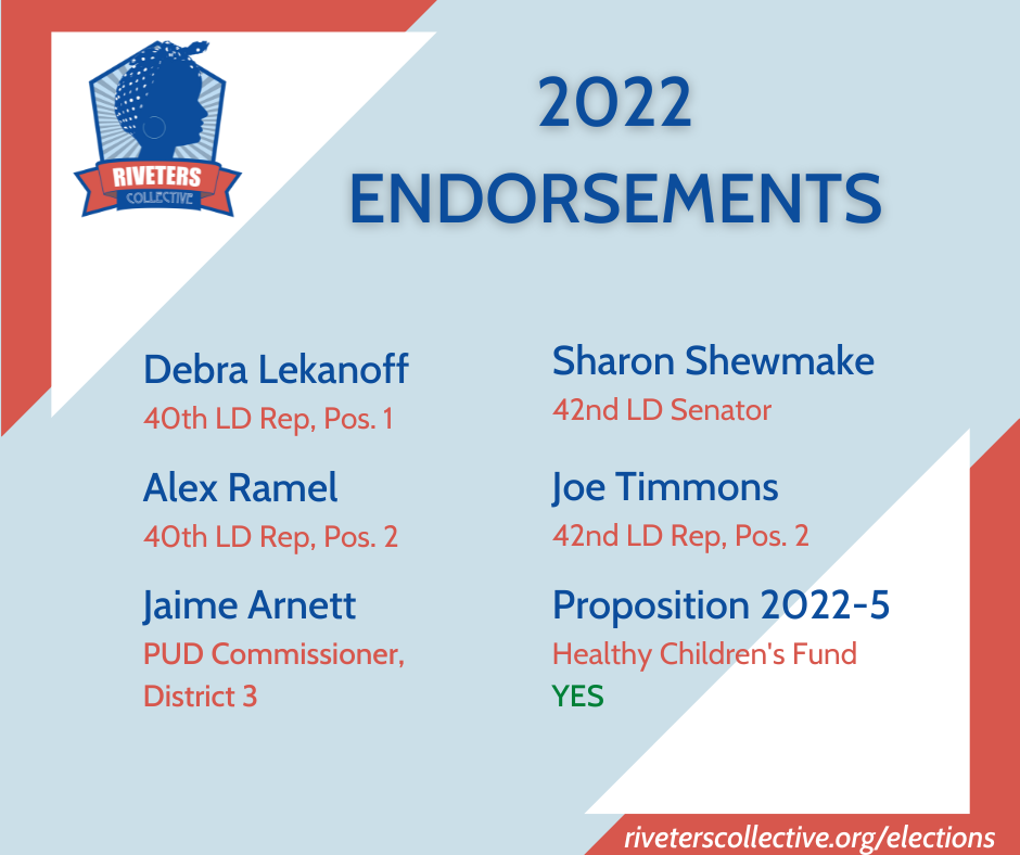 Riveters Collective's 2022 endorsements. A text version of this list is available at https://riveterscollective.org/2022/06/riveters-collective-2022-endorsements/